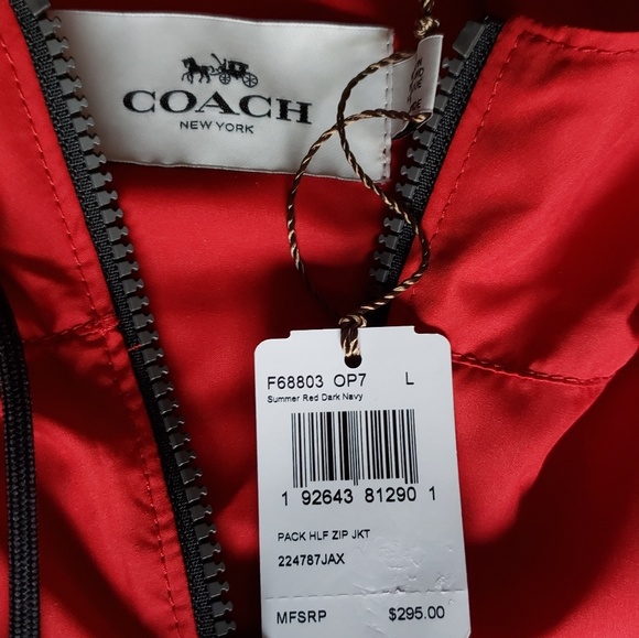 Brand NWTs Coach Red/Navy Pullover Half Zip Jacket - Picture 5 of 8